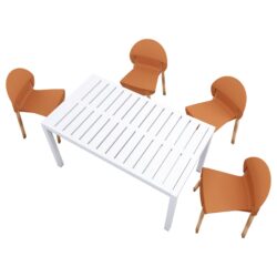 4 Piece Set Of Single Chairs With Table - Tropical Orange / White