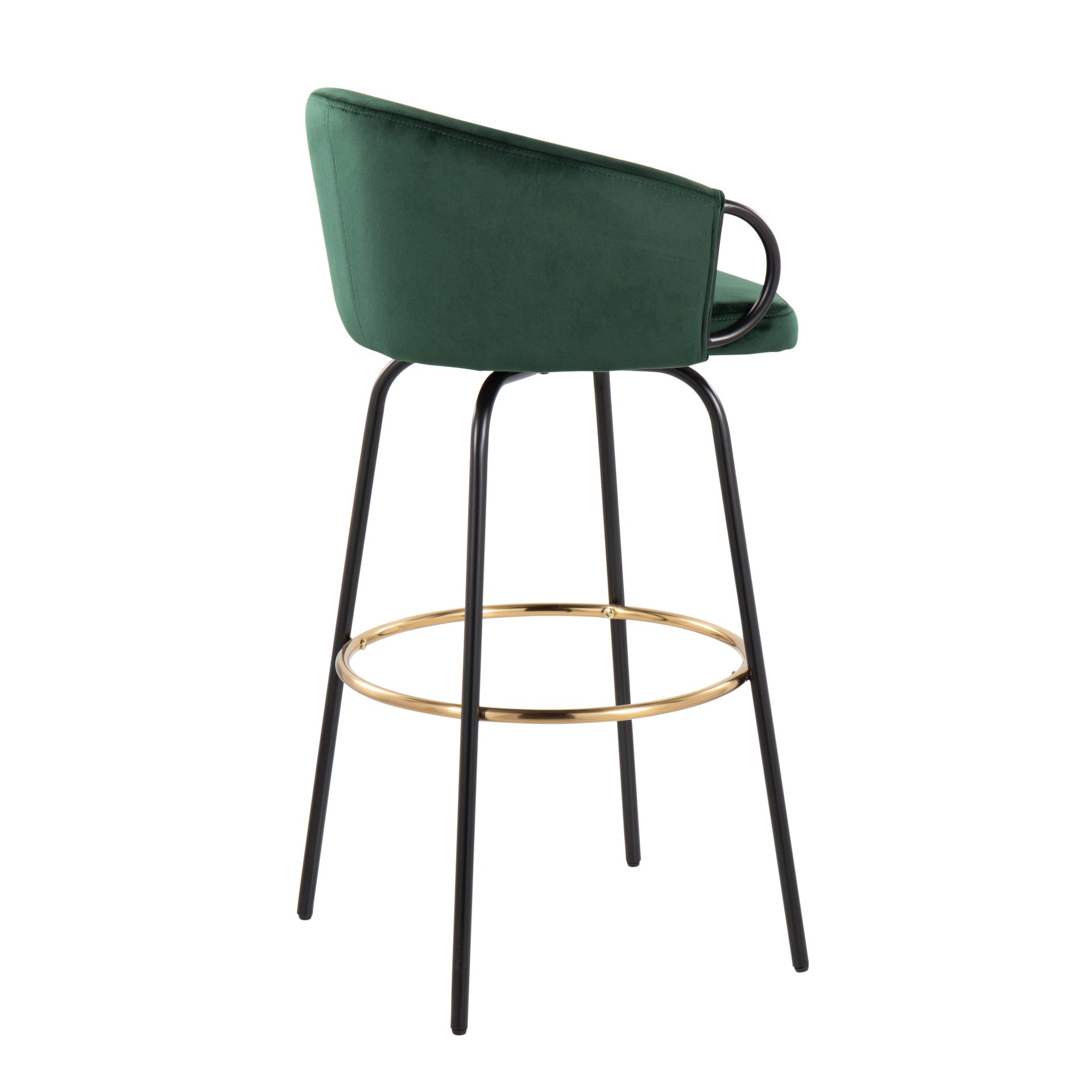Claire - Contemporary / Glam Barstool With Footrest (Set of 2) - Black / Emerald Green - Image 4