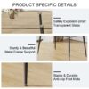 Modern Rectangular Glass Dining Table For 4 - 6 People With Tempered Glass Top And Metal Legs, Writing Desk For Kitchen, Dining Room And Living Room - Transparent - Image 9