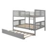 Full Over Full Bunk Bed With Twin Size Trundle And Ladder - Gray - Image 3