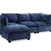 Modern Sectional L-Shape Sofa With Convertible Ottoman For Living Room - Blue - Image 3