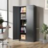 Heavy Metal Garage Storage Cabinet With Locking Doors, Steel, Adjustable Shelves - Gunmetal Black - Image 14