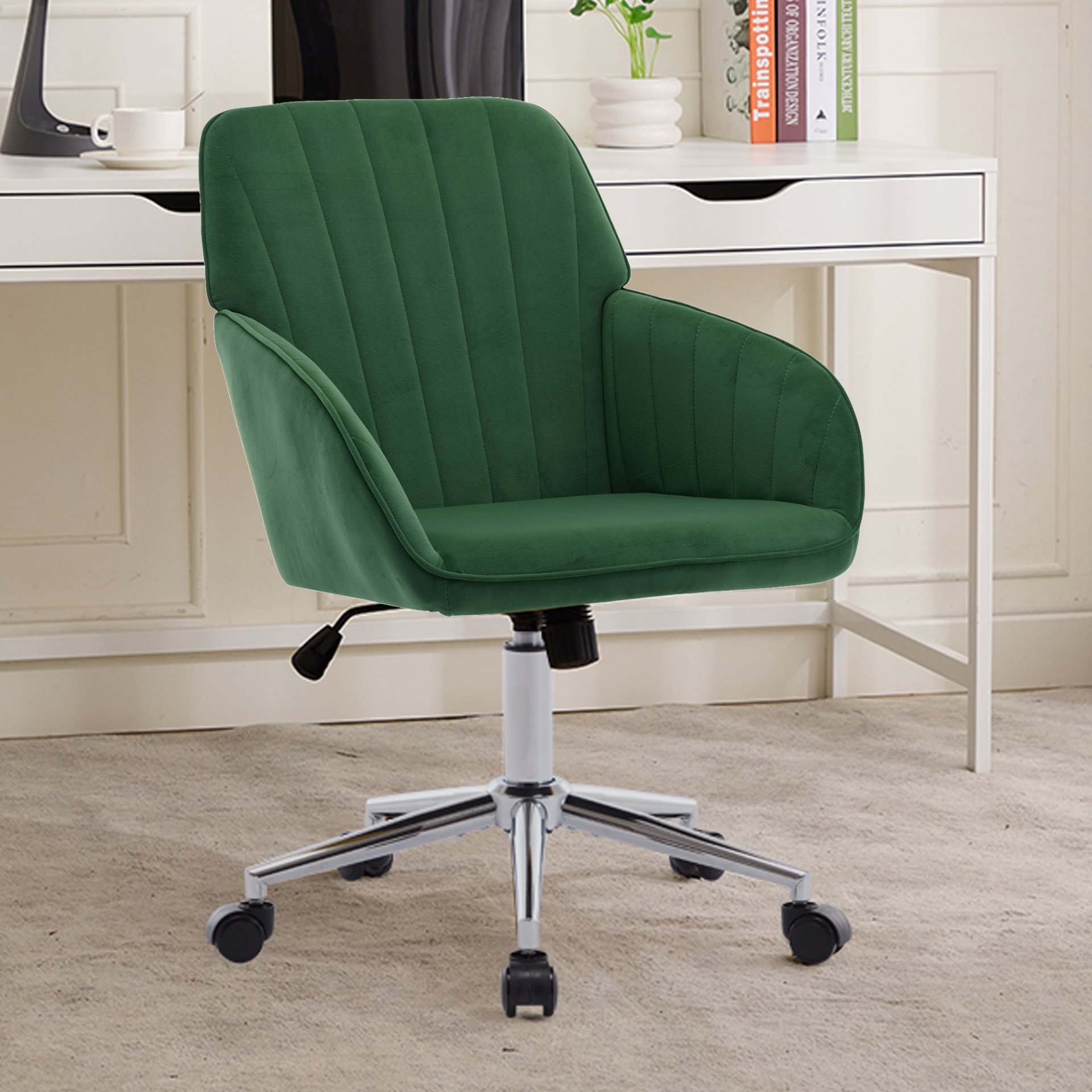 Adjustable Office Chair, Home Bedroom, Ergonomic Swivel Chair, Backrest Seat, Comfortable For Long Sitting - Green - Image 2