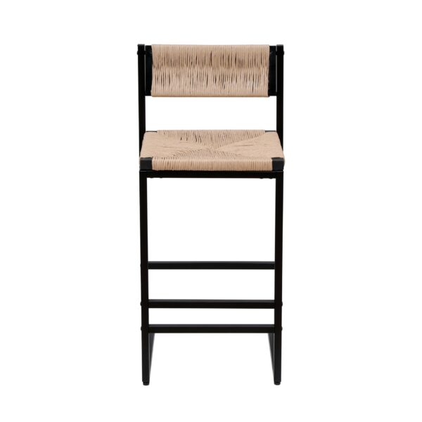Bar Stools (Set of 2) Paper Rope Weave Dining Chairs With Back Hand Weave Stools For Kichen Island, Bar & Counter - Honey