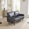 Mid Century Modern Loveseat Sofa, 2 Seater With USB & Removable Pillow Cover - Black - Image 11