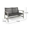 Hampton - Outdoor Wood And Wicker Loveseat - Gray - Image 3