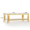 Top And Bottom Double Layer Tempered Glass Coffee Table And Mirror Finished Stainless Steel Frame - Gold - Image 3
