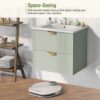 Modern Wall-Mounted Bathroom Vanity With 2 Drawers, Ideal For Small Bathrooms - Green - Image 9
