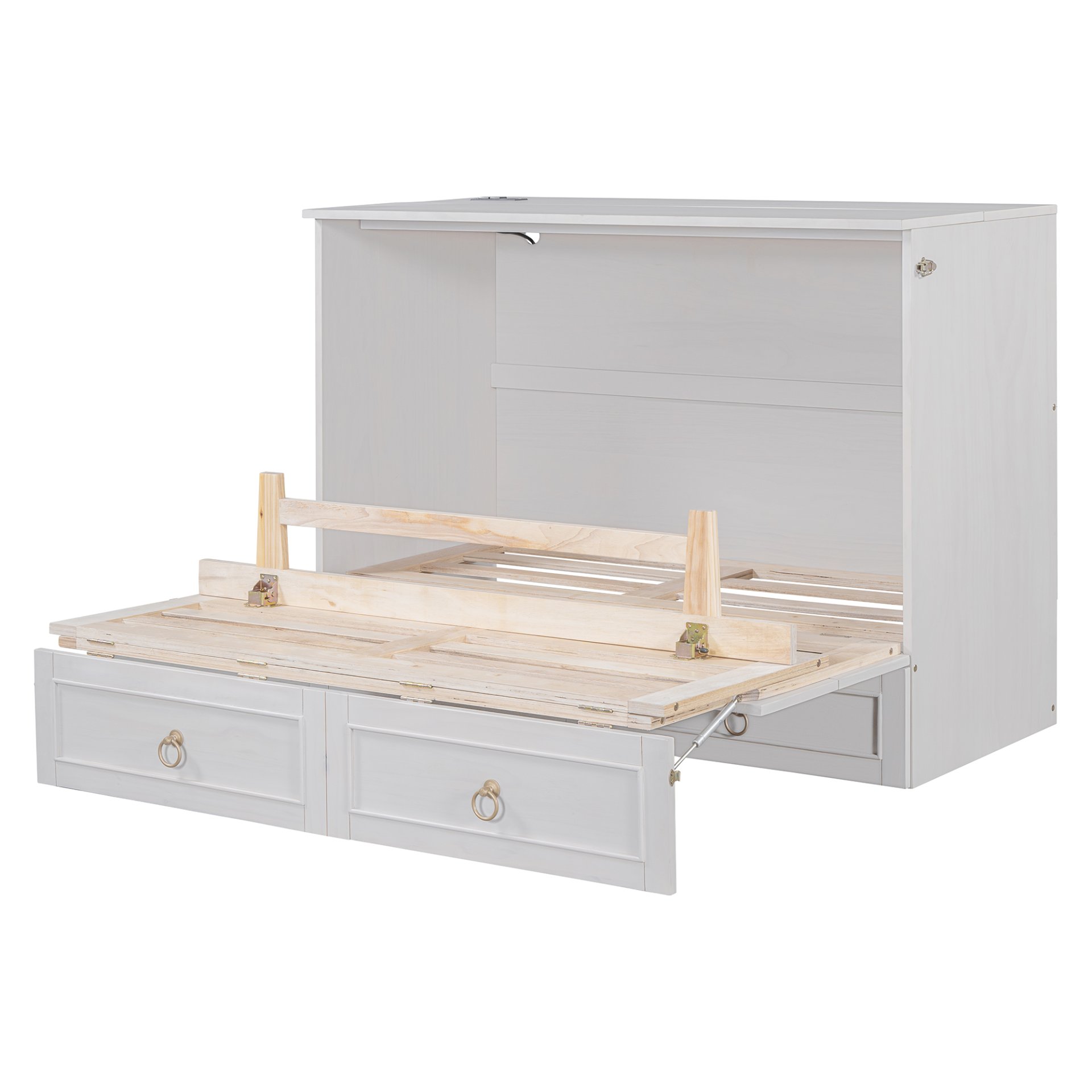 Full Size Murphy Bed With Large Drawers, Space Saving Design - White - Image 18