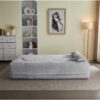 Floor Sofa With 2 Pillows, Convertible Plush Corduroy Foam Filled Sleeper Sofa Bed - Light Gray - Image 8
