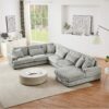Oversized Sectional Sofa U - Shaped Sofa Couch Modern Sofa Upholstered In Soft Corduroy With A Chaise Lounge For Living Room - Gray - Image 16