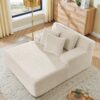 Modern Fluffy Velvet Single Lazy Sofa Lounge Chair For Living Rooms And Bedrooms - Beige - Image 4