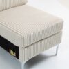 Modular Sectional Sofa Armless Seat Module, Corduroy Sectional Couch, Single Couch Modular Armless Accent Chair With Back Cushion - Beige - Image 11