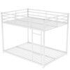 Full Over Full Metal Bunk Bed, Low Bunk Bed With Ladder - White - Image 5