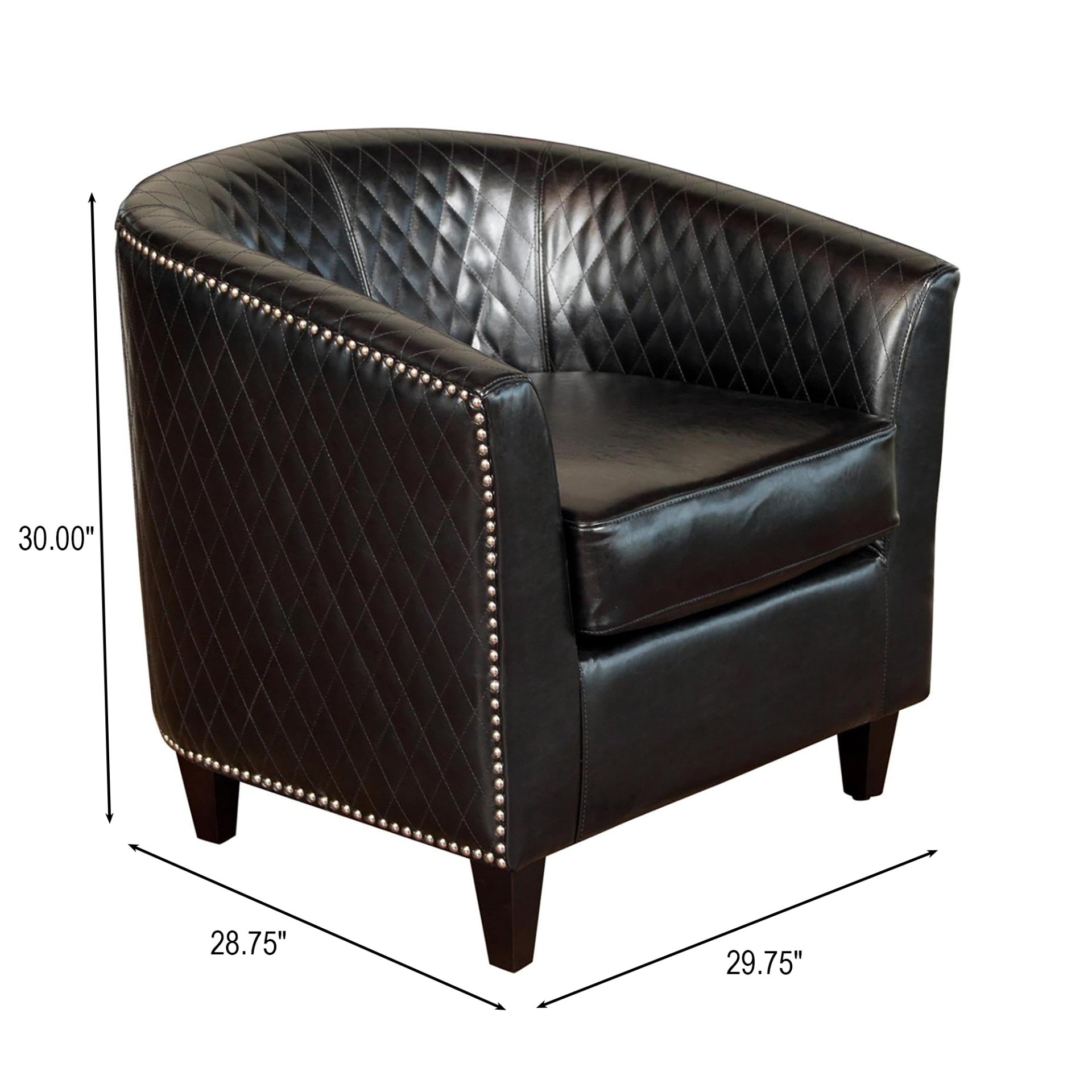 Faux Leather Club Chair With Nailhead Trim - Black - Image 3