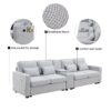 Upholstered Sofa With Console, 2 Cupholders And 2 USB Ports Wired Or Wirelessly Charged, Modern Linen Fabric Couches With 4 Pillows (4 Seat) - Light Gray - Image 22