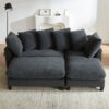 Upholstered L Shaped Sectional Sofa With Storage, Movable Ottoman, And 6 Throw Pillows - Black - Image 10
