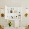 Bathroom Mirror Cabinet Wall Mounted, Medicine Cabinet, Over The Toilet Storage Cabinet With Shelves And Towel Rack - White - Image 4