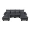 Modern U-Shaped Sectional Sofa With Waist Pillows, 6 Seat Upholstered Symmetrical Sofa Furniture, Sleeper Sofa Couch With Chaise Lounge - Gray - Image 21
