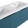 Contemporary Wall Mounted Bathroom Vanity With Resin Double Sink - Lake Blue - Image 14