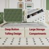 King Modern Upholstered Platform Bed With Storage Space, Sturdy And Stable Solid Wood Frame, Polyester Fabric, Easy To Assemble - Beige - Image 12