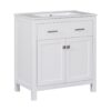 Bathroom Vanity With Ceramic Sink, Modern Single Bathroom Cabinet With 2 Doors And A Shelf, Soft Close Doors - White - Image 16