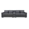 Upholstered Sofa With Console, 2 Cupholders And 2 USB Ports Wired Or Wirelessly Charged, Modern Linen Fabric Couches With 4 Pillows (4 Seat) - Dark Gray - Image 26