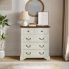 Modern 5 Drawer Dresser For Bedroom Ample Storage Wide Chest Of Drawers - Antique Brown / White - Image 2
