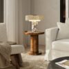 Bolin - Round Pillar Burl Accent Side Table - Walnut Brown - Image 4