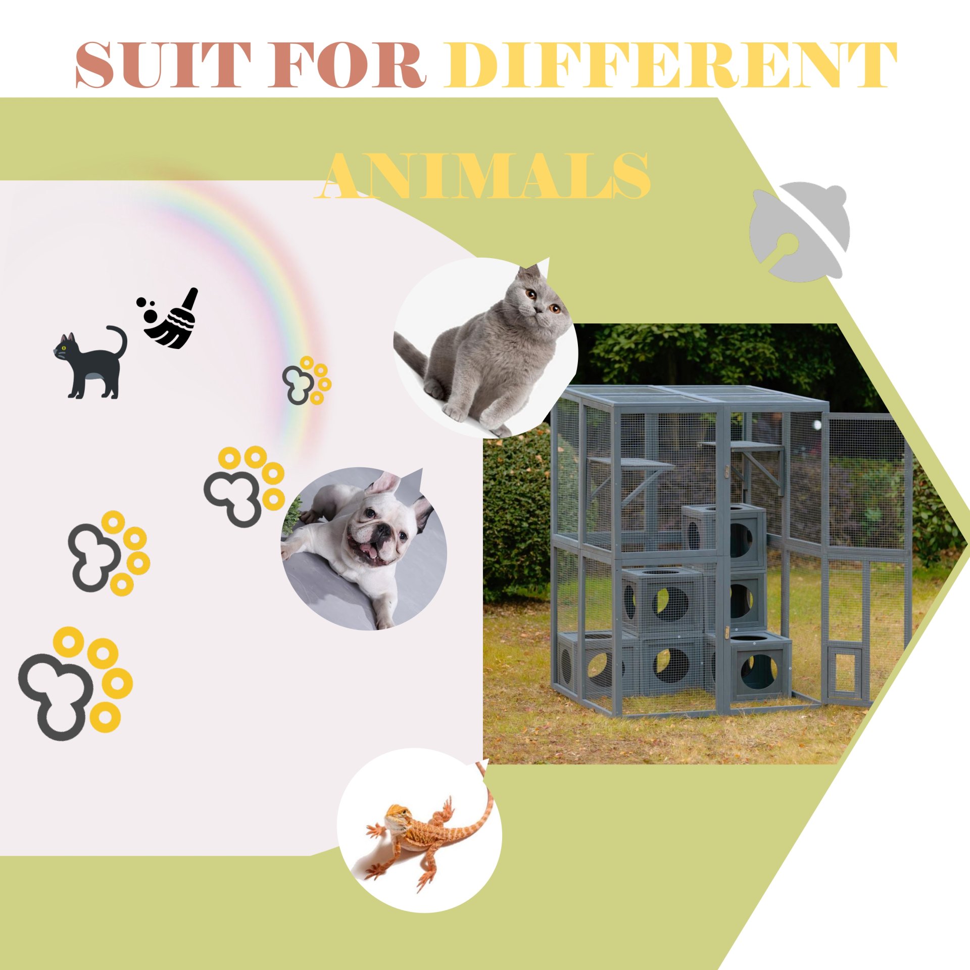Outdoor Cat House With Shelves And Weather Protection, Removable Wood Boxes - Gray - Image 5