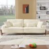 Comfortable Deep Seated Sofa With Pillows, Cloud Velvet Polyester - Beige - Image 2
