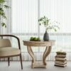 Curved Legs Farmhouse Style Small Size Round Dining Table End Table Side Table Coffee Table For Dinette, Kitchen, Dining Room Or Living Room - Natural Wood Grain Distressed - Image 6
