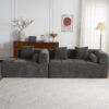 Sectional Sofa Full Compressed Sofa Modular Sofa Couch Free Combined Sofa With Deep Seating And 2 Side Pockets For Living Room - Gray - Image 12