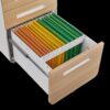 3 Drawer Mobile File Cabinet Under Desk Office, Simple Style Versatile Storage Cabinet For Legal / Letter / A4 Files, 5 Wheel Design Anti-Tilting Cold Rolled Steel Waterproof Moisture-Proof - White / Light Brown - Image 10