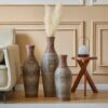 Desktop Vase, Classic And Neat Floor Vase, High Independent Flower Stand, Home Decoration Flower Stand (Set of 3) - Brown Gray - Image 2