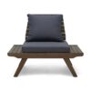 Outdoor Club Chair With Slatted Design And Water Resistance Cushion - Dark Gray - Image 5