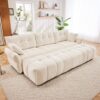 Elegant 3 Seater Sofa Set With Ottomans And Pillows Frame, Textured - White - Image 12
