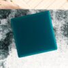 Amber - Mid-Century Modern Square Upholstered Ottoman - Blue - Image 6