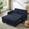 Loveseat Sofa Pull Out Sofa Bed Tufted Sleeper Sofa With An Adjustable Backrest, 3 USB Ports And 2 Lumbar Pillows For Living Room - Blue - Image 12