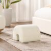 Bridge - Arched Upholstered Footstool Ottoman - Ivory White - Image 6
