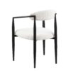 Dining Chairs (Set of 2), Mid-Century Modern Dining Chairs, Kitchen Dining Room Chairs, Round Boucle Backrest Sherpa Dining Chair With Metal Legs - White / Black - Image 6