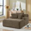 Modern Velvet Fabric Single Lazy Sofa Lounge Chair, Indoor Use - Brown - Image 4