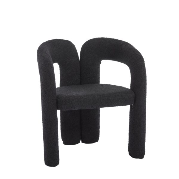 Contemporary Designed Teddy Fabric Upholstered Accent / Dining Chair - Black