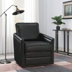 Rocha - Leather Aire Swivel Chair With Glider - Black