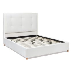 Miramar - Queen Cushion Back Headboard Platform Bed Frame - Antique White