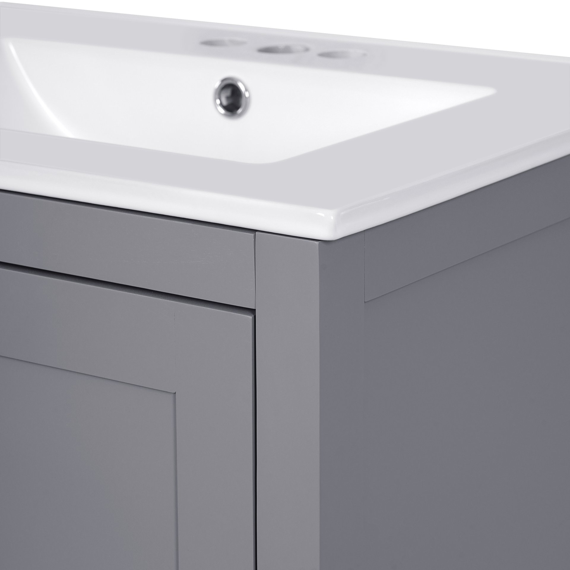 24" Bathroom Vanity With Integrated Undermount Sink, 2 Doors 1 Drawer, Soft Close Hinges, - Gray - Image 21