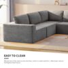 Modular L Shaped Sectional Sofa, Luxury Floor Couch Set, Upholstered Indoor Furniture, Foam - Filled Sleeper Sofa Bed 5 Pieces Free Combination - Gray - Image 16