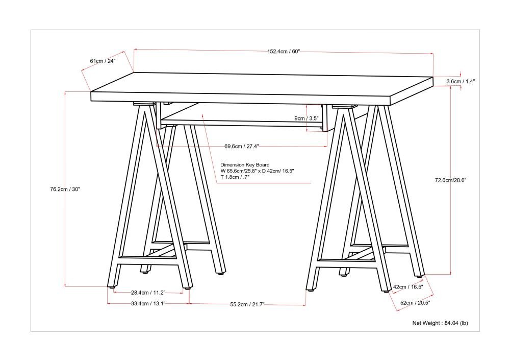 Sawhorse - Solid Walnut Veneer And Metal Desk - Walnut - Image 6