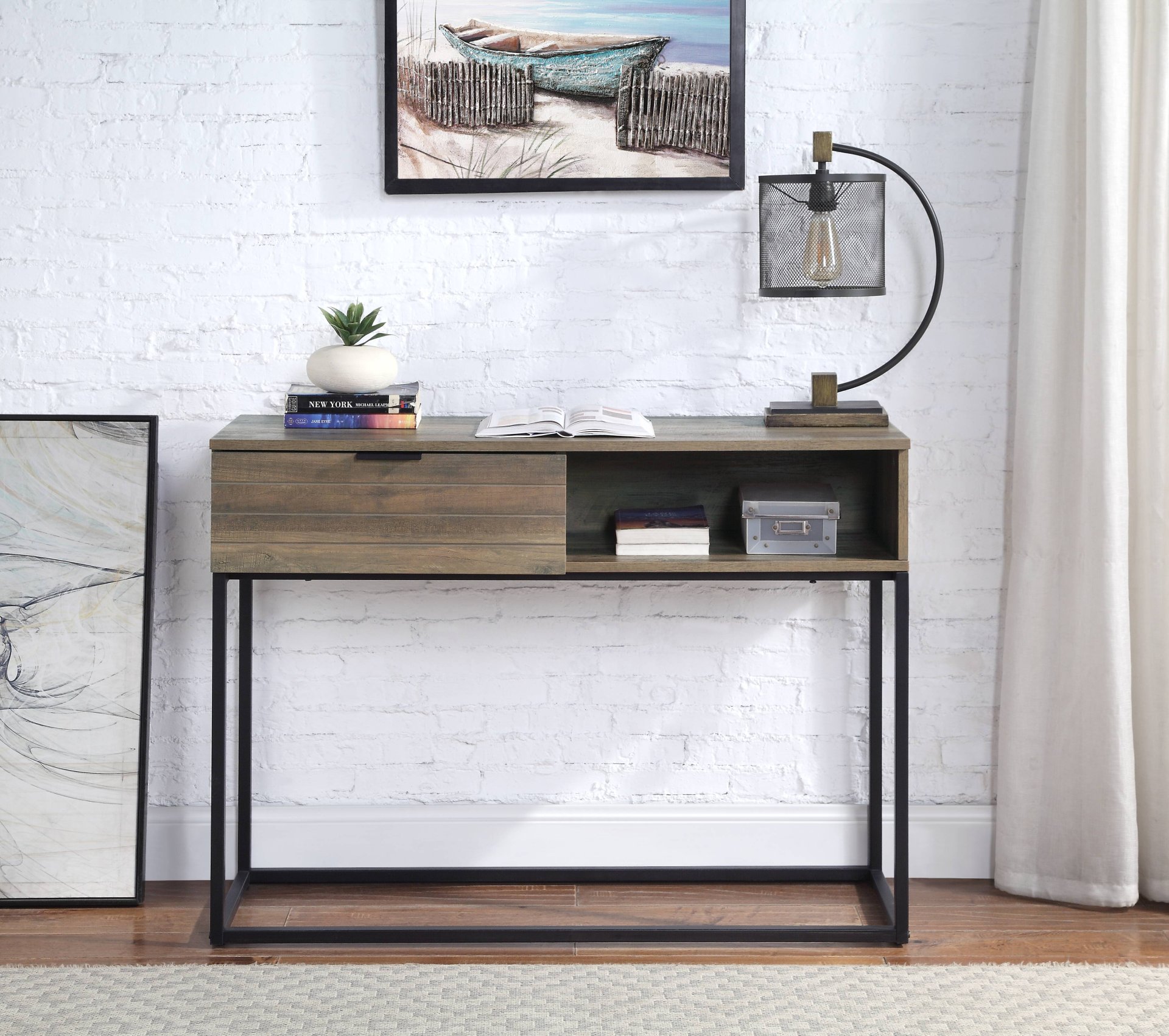 Galeno - Legs Writing Desk - Rustic Oak / Black - Image 12