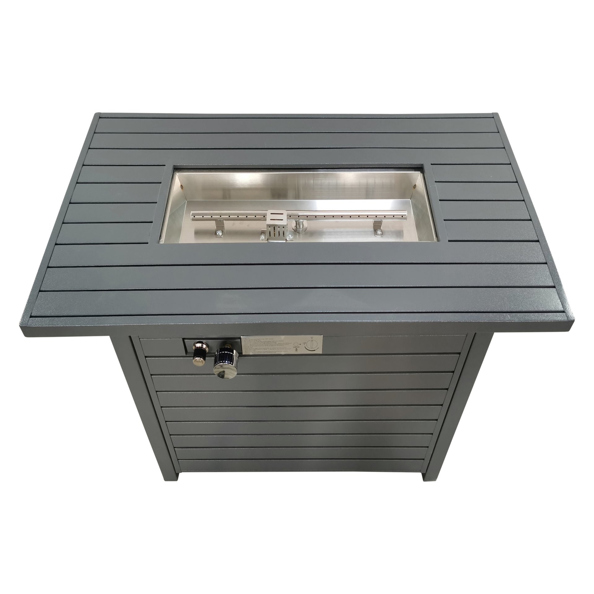 Outdoor Fire Pit Table With Lid, Durable Construction - Gray - Image 4